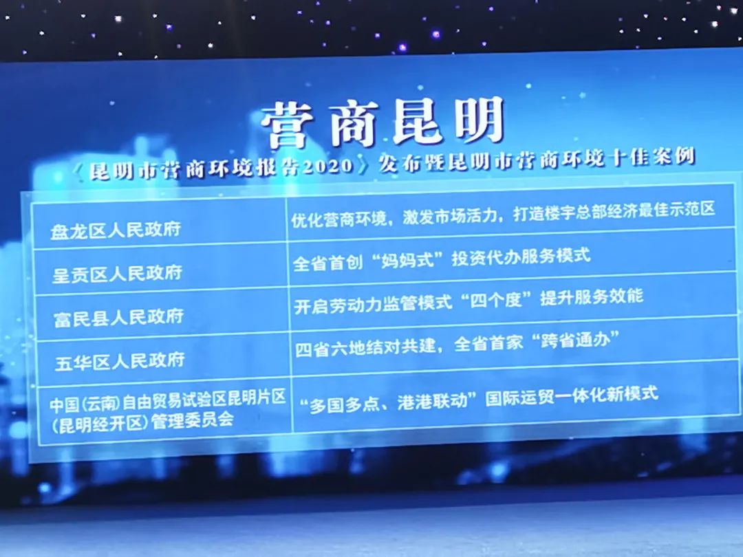 优秀！典型！昆明市发布营商环境十佳案例